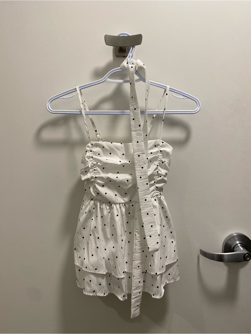 White Polka Dot Ruffled Too